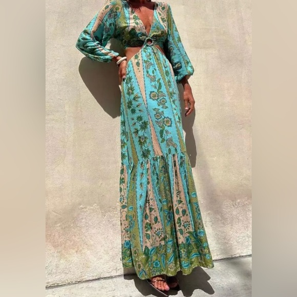 Sylvia Hot Boho Cut Out Maxi Dress - Picture 1 of 4